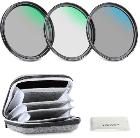 NEEWER 67mm UV/CPL/ND Objektiv Filter Set mit Hartschalenetui, vergütetes optisches Glas Zubehör& Aluminiumrahmen Ultraviolett Filter + Zirkular Polarisationsfilter(CPL) + Neutraldichte(ND4) Filter