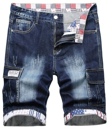 Générique Bermuda Jeans Shorts Homme Sarouel Grand Taille Lâche Pantalon Court Avec Poches Chic Ete Pas Cher Pantacourt De Plage Travail Vacances