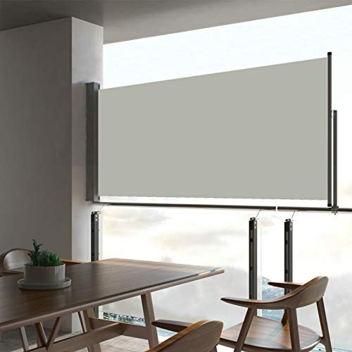 Gecheer Toldo lateral, retráctil, extensible, para patio, balcón, toldo lateral, toldo enrollable, 60 x 300 cm, color crema