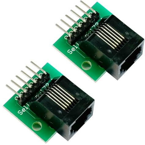 Teansic 2PCS RJ11 Connector with PCB Board,RJ11 6P6C Breakout Board with Bent Pin,RJ11 6-pin Telephone Socket Connector