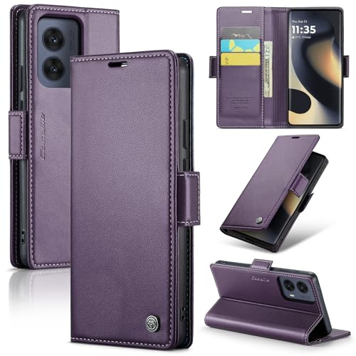 HAII for Moto Edge 2024 Wallet Flip Case, with Credit Card RFID Blocking Credit Card Magnetic Closure Protective Phone Cover Slot Kickstand Women Men for Motorola Moto Edge 2024 (Purple)