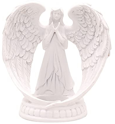 Betender Engel Kerzenständer, Engelsfigur Teelicht Kerzenhalter, Kunstharz Engel Ornament, Weihnachtstischdekoration für Zuhause, Hochzeit, Weihnachten, Kirche, Dekoration (Klein mit 5x5cm Kerze)