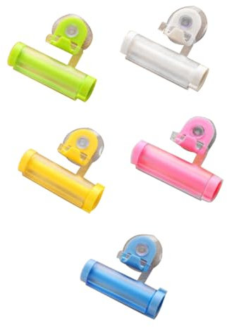 minkissy Rolling Toothpaste Squeezer Tube Roller 5pcs Set Suction Mount for Bathroom Wall, Reusable Hanging Toothpaste Dispenser Holder for Home and Hotel Use Random Color