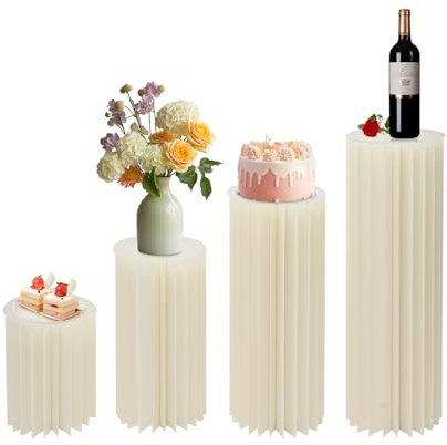 KiwiHood Faltbarer Blumenständer aus Pappe 4-teiliges Set Karton Blumenständer Set mit PVC-Platten für Hochzeit, Party und Dekoration(40 cm, 60 cm, 80 cm, 100 cm)