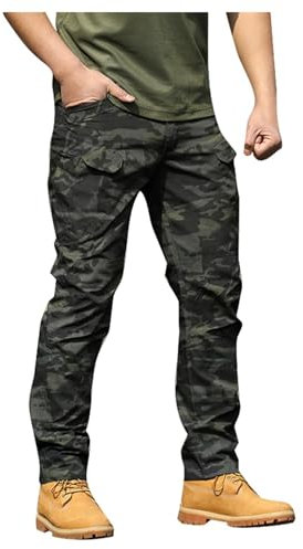 Pantalon Cargo Homme De Travail Treillis Multi Poches Chantier Noir Militaire Chasse Vêtements Sport pour Casual Activités Bas Jogging Tactique Sweatpants Survêtement