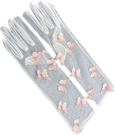 Limtula Tüll Handschuhe Für Themen Event Kleiderhandschuhe Weibliche Abendparty Zeremonielle Handschuhe Schleife Transparente Handschuhe Braut Handschuhe