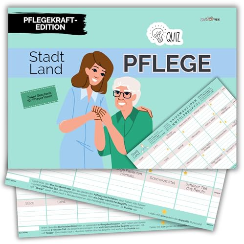 Stadt Land Pflege by snaPmee - Geschenk für Pflegekräfte, Krankenpfleger & Altenpfleger - Quiz Spiel mit 50 Blatt Din-A4