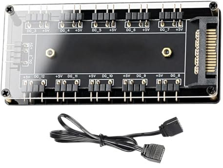 Vesidoloy Computer Case Fan Hub - Game Chassis ARGB Light Controller - PC Fan Lighting Effect Controller, 10-in-1 Game Computer Chassis ARGB Light Hub