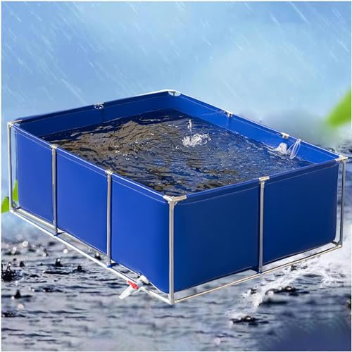 Pounjsd Gartenteich becken für Die Wasserspeicherung,Oberirdische Fischteiche, Nicht Aufblasbar,Outdoor Fischteich Lagertank, Segeltuch fischteich mit Ständer, 1.5*1*0.5m, Vergnügungsparks, Familie