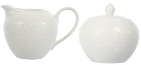 COLLBATH Lot De 2 Pots à Sucre Et Pichet à Lait Céramique, Motif En Relief, Conteneurs Café 2 Pièces, Usage La Cuisine Et Restauration, Ensemble Léger Et Portable
