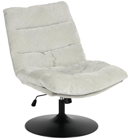 MEUBLE Cosy Sessel Lehnstühle Lounge Bürostuhl mit höhenverstellbar Wippfunktion Relaxsessel 360° Drehbar Schminkstuhl Polsterstuhl für Schlafzimmer Wohnzimmer Büro Vanity, Chenille-Stoff, Grau