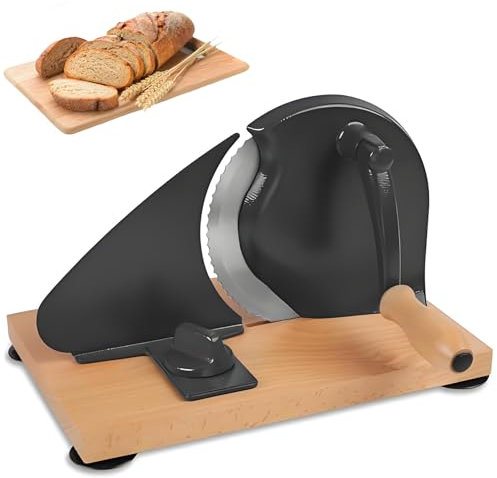 Slicer De Pain Manuel Classique, Trancheuse De Nourriture à La Maison avec Lame en Acier Inoxydable, 0,2 Pouce-0,78 Pouce D'épaisseur Réglable Cutter à Pain en Acier Inoxydable pour Levain Fait