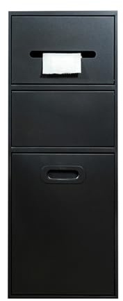 Nichos incorporados Nichos de Acero Inoxidable Con Puerta Desmontable Con Cubo De Basura Ducha Baño Nicho Hecho A Medida Aparte Del Inodoro Adecuado Para Parques Baños Públicos, Negro-30x66 cm