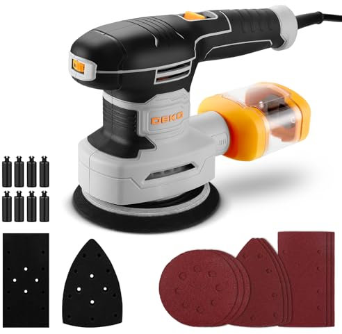 DEKOPRO 3-IN-1 Orbital Sanding Machine: Multi-Function Sander 300W 13000RPM Detail,Sheet Sanders and Orbital Sanders Corded with 9 pcs Sandpapers,6-Speed Electric Hand Sander Tool Set for Wood Working
