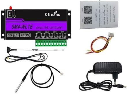 KONGMM Motore per cancello Scorrevole SMS gsm 4G LTE App Telecomando Interruttore ON/off relè a 4 canali for Controllo Motore apricancello(Kit4)