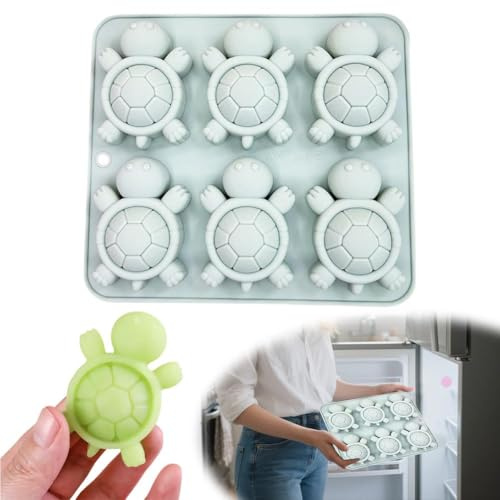 Sea Turtle Silicone Ice Cube Trays, 6-Cavity Sea Turtle Chocolate Candy Molds Tortoise Gummy Jello Candle Soap Mold for DIY Baking Desserts Cake Decoration