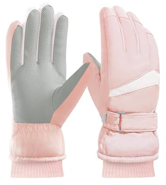 Feelorna - Guantes de invierno para mujer, impermeables, térmicos, con pantalla táctil, forrados de forro polar y superficie impermeable, guantes cálidos para ciclismo, esquí, deportes al aire libre