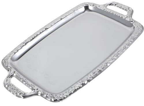 Cabilock Servierplatte Metall Rechteckig mit Griff Vintage Serviertablett für Küche und Esszimmer Vielseitig Verwendbar als Buffet und Präsentationstablett