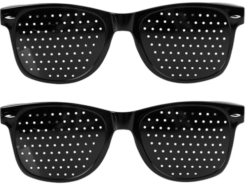 sofun 2 occhiali stenopeici per l'allenamento della vista - Occhiali stenopeici per una migliore visione e rilassamento degli occhi, occhiali a griglia nera con aste pieghevoli per adulti e bambini