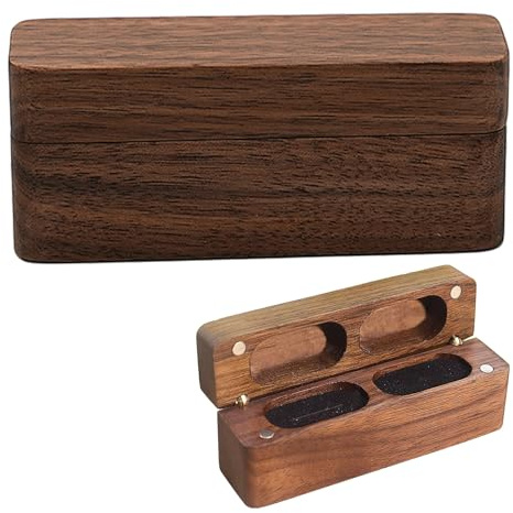 Integrity.1 Boîte à Bagues Double en Bois Gravé, Boîte à Bague de Noyer, Coffret à Bijoux en Bois de Noyer Massif, pour Demande de Fiançailles, Fête d'Anniversaire, Mariage, Cadeau d'Anniversaire