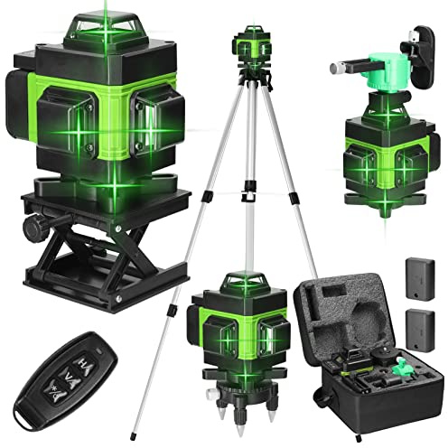Aumotop Máquina Autonivelante Portátil de Nivel Láser de 16 Líneas, Herramienta Nivelación Recargable por USB para Trabajadores la Construcción y Entusiastas del Bricolaje con Soporte para Trípode