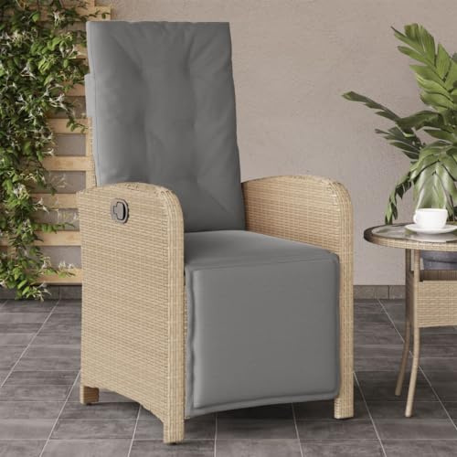 Mimdixy Balkonstühle Terassenmöbel Außen, Gartensessel mit Fußteil Verstellbar Beigemischung Poly Rattan Gartensofa für Garten, Wohnzimmer, Hof, Terrasse und Balkon