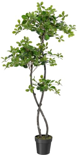 150 cm Olivo artificial realista grande, planta falsa interior con tallos múltiples y follaje sin mantenimiento, olivo falso/decoraciones vegetales artificiales para sala de estar, oficina, balcón