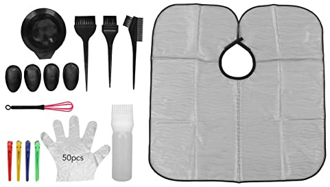 Naroote Kit de Coloration pour Teinture Capillaire, Brosses à Manche Pointu, Couvre-oreilles, Clips, pour Outils de Teinture de Cheveux, Bol de pour Salons Professionnels ABS, Silicone