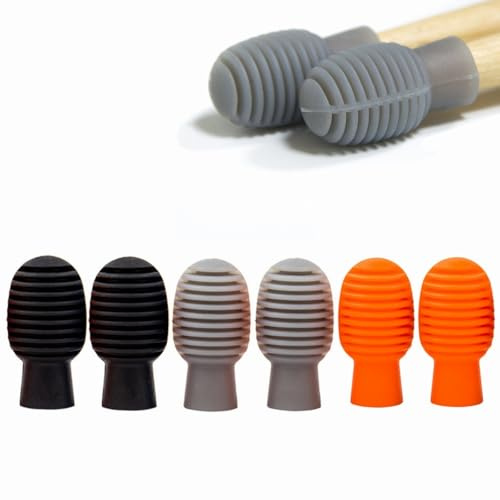 Baquetas de Silicona, Silenciador para Batería, Amortiguador de Tambor Baquetas, Silencio Tambor, Punta Silenciosa Baqueta, Punta de Práctica para Baquetas, 6 Piezas