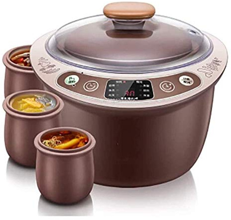 Generico Smart Electric Stew Pot, 2.5L Purple Clay Slow Cooker con Timer, Antiaderente Inner Pots per Zuppe Sane e Riso, Elettrodomestico da Cucina Compatto per 4-5 Persone
