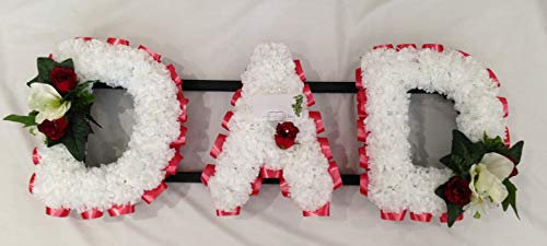 Dad Artificial Silk Funeral Flower Tribute Letters Memorial Silky Bouquets (Baby Blue)