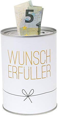 Metall-Spardose - Konservendose-Design - Motiv: Wunscherfüller - Ø 8,6 cm x H 12 cm