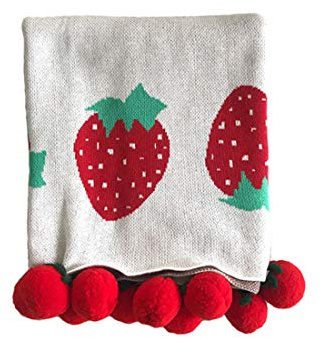 Strickdecke Babydecke Kuscheldecke, Odot Kinderwagen im Freien Kinderdecke Krabbeldecke Perfekt für Mädchen und Jungen Babys (120x100cm,Weiß (Ball))