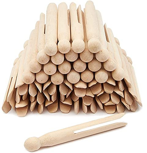 Juvale 50-Pack Traditional Wood Clothes Pegs. - Natural