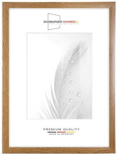 Duisburger-Rahmen24 DR24 Cornice 24x33 (Quercia Rustico) su Misura, Telaio in Legno MDF Largo 35 mm Incluso Vetro Sintetico antiriflesso, Parete Posteriore Stabile, perni da Piegatura e Ganci