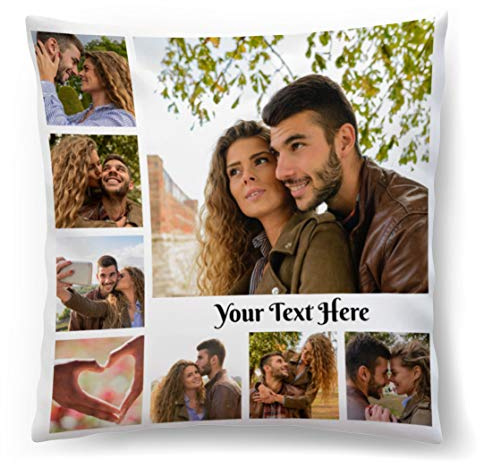 Ferocity Coussin avec Photo personnalisé (45x45) Personnalisable avec la Photo ou Le Texte de Votre Choix oreillers hypoallergéniques, Collage de 8 Photos [091]