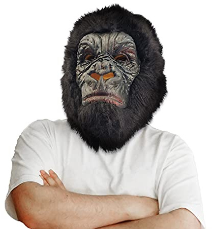 CreepyParty Gorilla Mask Kung Kong Djur Latex Hela Huvudet Realistisk Schimpans Masker Maskeradklänning för Halloween Karneval Kostym Födelsedagsfest