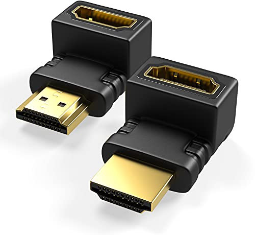 Connettore HDMI ad angolo 90° e 270° (2 pezzi) | Adattatore HDMI maschio-femmina tipo A | Contatti dorati | 4K Ultra HD, 3D, HDR, ARC, Full HD 1080p