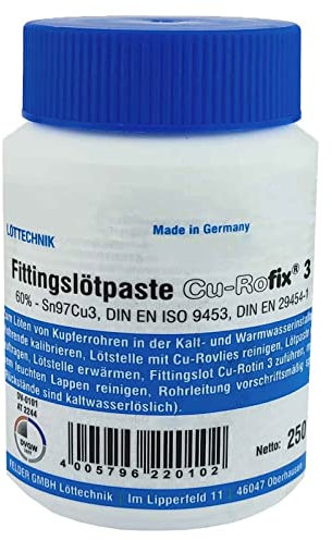 Lötpaste L-Sn Cu3 250g vorreinigendes Flußmittel für Lot Lötfitting Zubehör