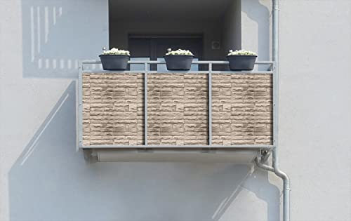Wallario Balkonverkleidung, Sichtschutz, Windschutz, Meterware nach Maß - Motiv Steinwand grau-braun (Grundpreis: 27,95Eur/m)