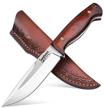 Japaknives Survival Outdoor Messer Jagdmesser Scharf Bushcraft D2 Stahl überlebensmesser Feststehend Klinge Helle Gürtelmesser mit Lederscheide Für Camping Jagd Geschenk für Männer