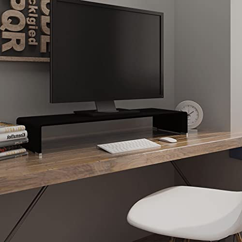 INLIFE TV-Tisch/Bildschirmerhöhung Glas Schwarz 90x30x13 cm