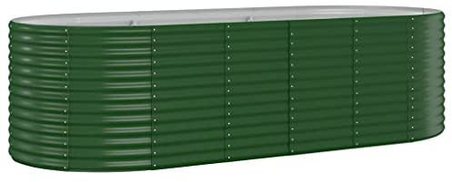 vidaXL Hochbeet, Wetterfestes Hochbeet für Garten Balkon Terrasse, Kräuterhochbeet zum Selber Bauen, Pflanzkasten aus Metall, Verzinkter Stahl Grün