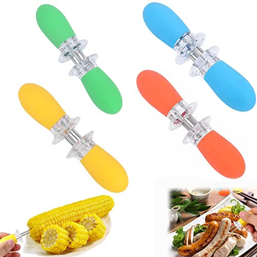 VIEVRE Lot de 8 supports pour épis de maïs, brochettes de maïs, accessoires de barbecue en acier inoxydable, aiguilles, brochettes à shish kebab Food Fruit Forks