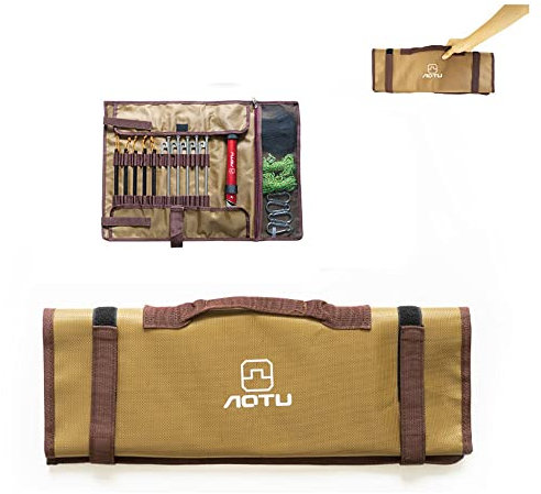 Jaugufiy Tent Stake Storage Bag Tent Stake Roll Bag Ground Nail Storage Bag, Heavy Duty Oxford Polyester Case for Tent Pegs and Camping Hammer