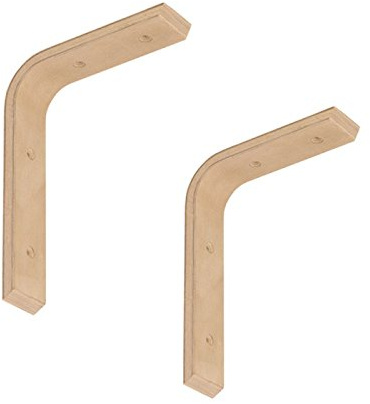 BRESKO Regalwinkel Regalhalter Regalträger Regalkonsole Wandträger Wandkonsole Wandregal Holz Buche 2 Stück (200x150 mm)