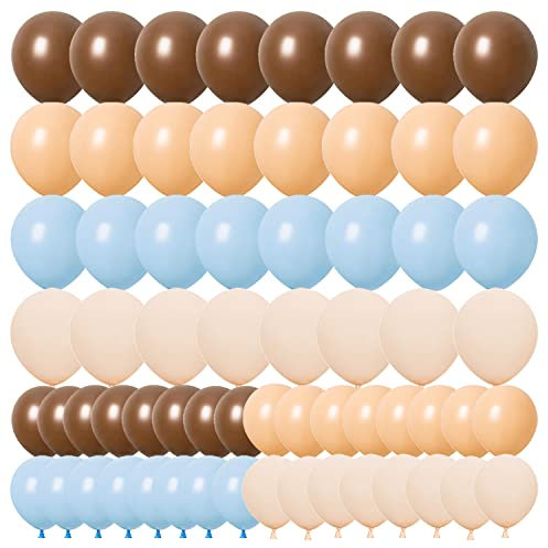 Finypa 64 stück Gemischt (Blau, Braun, Weiß, Creme, Aprikose) Ballons für Jungen Baby Dusche 1.Geburtstag Party Hochzeit Dekoration