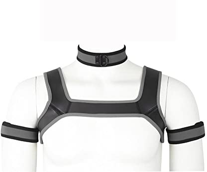3 Stück/Set, (Bund + Kragen + Armbinde) Neopren Schulterbandage Brust Harness (XL, Grau)