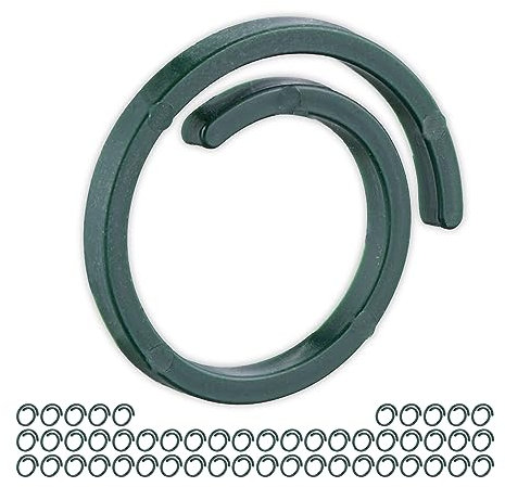 Relaxdays Pflanzenringe, 300 Stück, Kunststoff, Pflanzen Befestigung für Kletterpflanzen, Ø 2,5 cm, Tomatenringe, grün