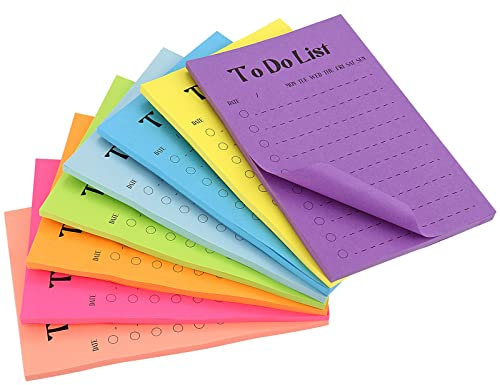 Doweiss 8 Packung To Do Liste,10 x 15cm Selbstklebende Notizen Planung 400 Blätter To Do Liste,8er Pack leuchtende Farben Haftnotizen Pastell für Schulsachen, Schule, Büro, Hause,
